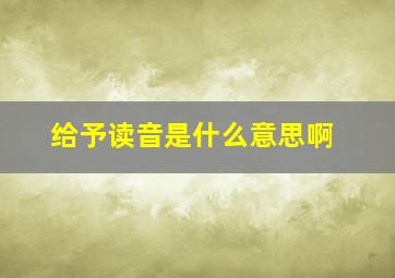 给予读音是什么意思啊