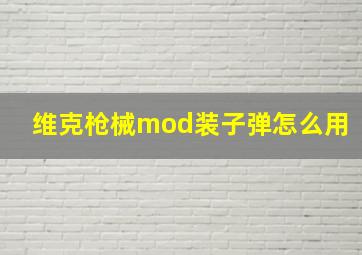 维克枪械mod装子弹怎么用