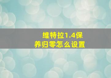 维特拉1.4保养归零怎么设置