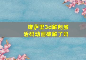 维萨里3d解剖激活码动画破解了吗