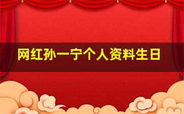 网红孙一宁个人资料生日