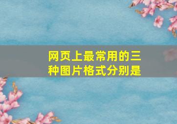 网页上最常用的三种图片格式分别是