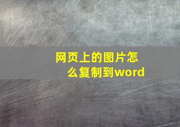 网页上的图片怎么复制到word