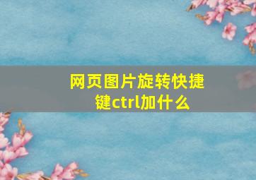 网页图片旋转快捷键ctrl加什么