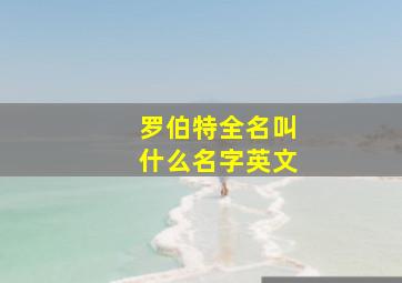 罗伯特全名叫什么名字英文