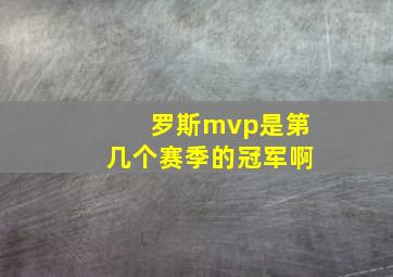 罗斯mvp是第几个赛季的冠军啊