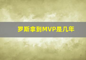 罗斯拿到MVP是几年