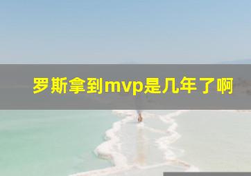 罗斯拿到mvp是几年了啊