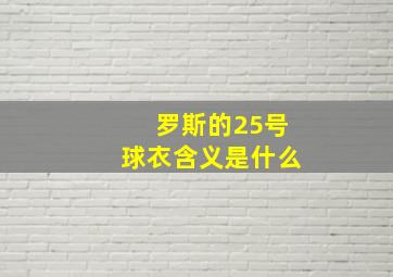 罗斯的25号球衣含义是什么