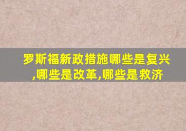 罗斯福新政措施哪些是复兴,哪些是改革,哪些是救济