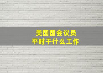 美国国会议员平时干什么工作