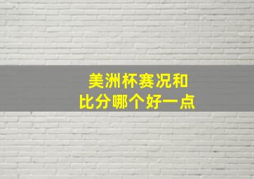 美洲杯赛况和比分哪个好一点