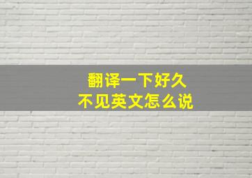 翻译一下好久不见英文怎么说