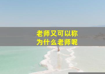 老师又可以称为什么老师呢