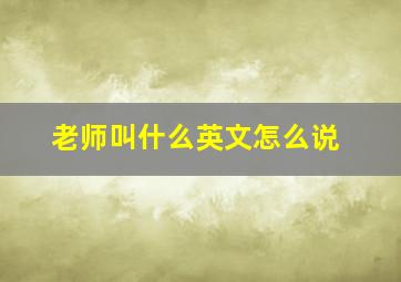 老师叫什么英文怎么说