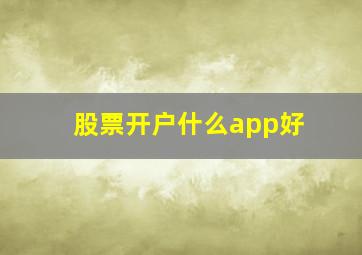 股票开户什么app好