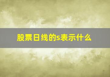 股票日线的s表示什么