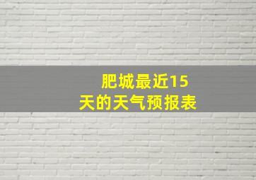 肥城最近15天的天气预报表