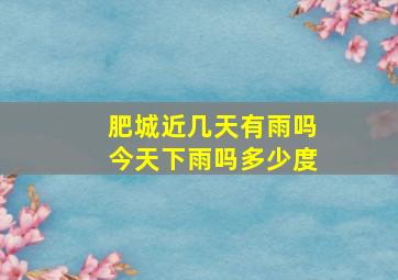 肥城近几天有雨吗今天下雨吗多少度