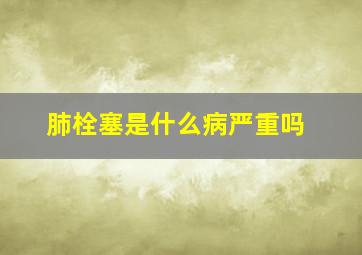 肺栓塞是什么病严重吗