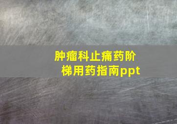 肿瘤科止痛药阶梯用药指南ppt