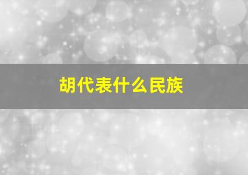 胡代表什么民族