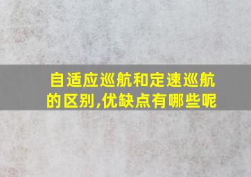 自适应巡航和定速巡航的区别,优缺点有哪些呢