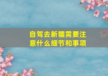 自驾去新疆需要注意什么细节和事项