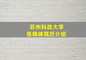 苏州科技大学张晓峰简历介绍