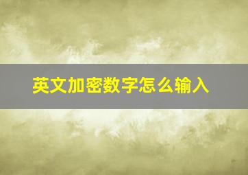 英文加密数字怎么输入