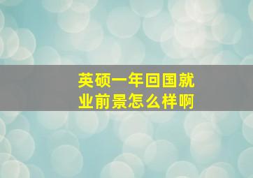 英硕一年回国就业前景怎么样啊