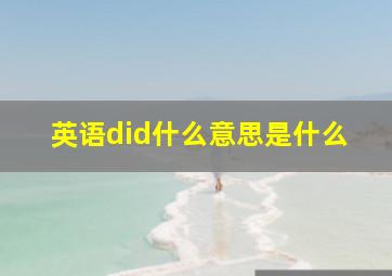 英语did什么意思是什么