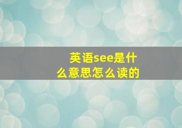 英语see是什么意思怎么读的