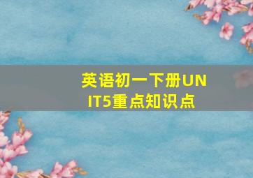 英语初一下册UNIT5重点知识点