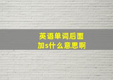 英语单词后面加s什么意思啊