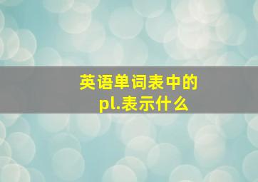 英语单词表中的pl.表示什么