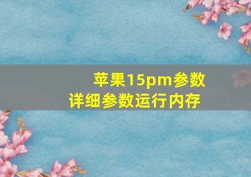 苹果15pm参数详细参数运行内存