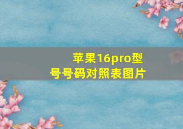 苹果16pro型号号码对照表图片