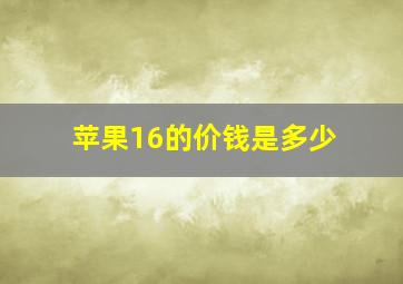 苹果16的价钱是多少