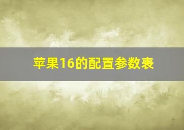 苹果16的配置参数表