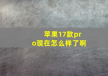 苹果17款pro现在怎么样了啊