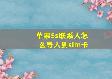 苹果5s联系人怎么导入到sim卡