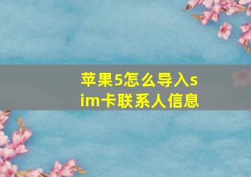 苹果5怎么导入sim卡联系人信息