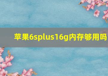 苹果6splus16g内存够用吗