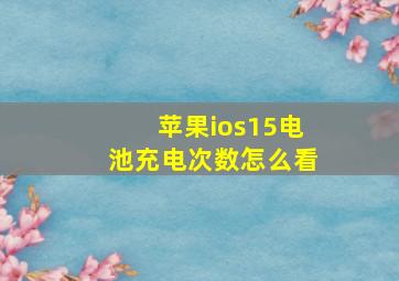 苹果ios15电池充电次数怎么看