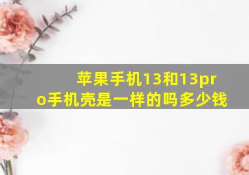 苹果手机13和13pro手机壳是一样的吗多少钱