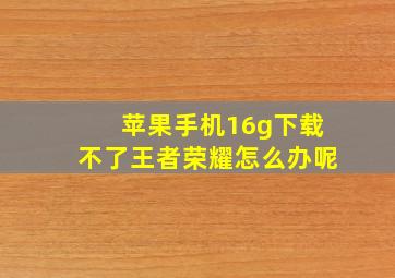 苹果手机16g下载不了王者荣耀怎么办呢