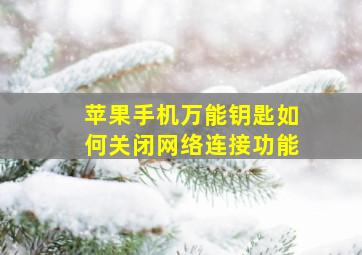 苹果手机万能钥匙如何关闭网络连接功能