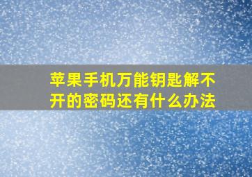 苹果手机万能钥匙解不开的密码还有什么办法