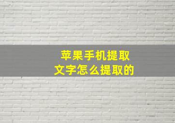 苹果手机提取文字怎么提取的